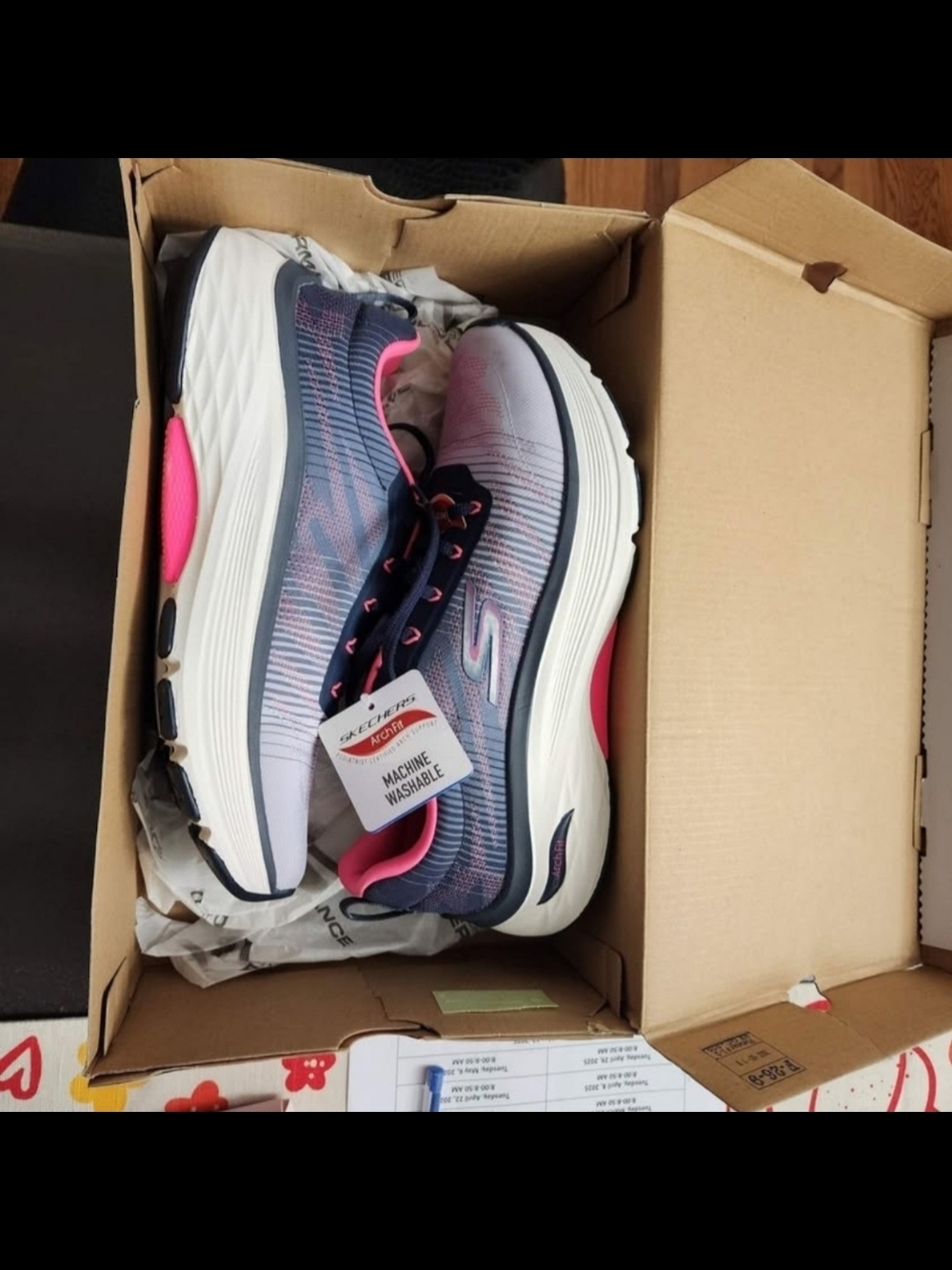 Skechers Women’s Navy and Pink Athletic Sneakers - Picture 2 of 4